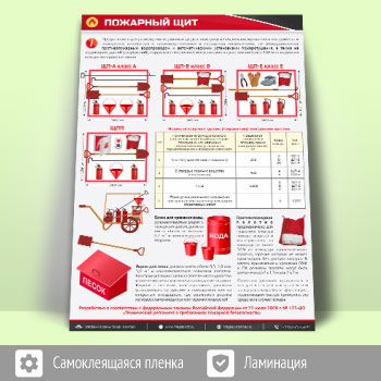 Плакат «Пожарный щит» (М-102, самоклеящаяся пленка, А4, 1 лист)